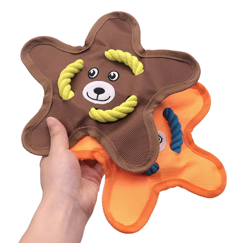 Interactive Squeaky Dog Fetch Flying Disc | Soft Fleece Pet Toy Dog Fetch Toy QXL