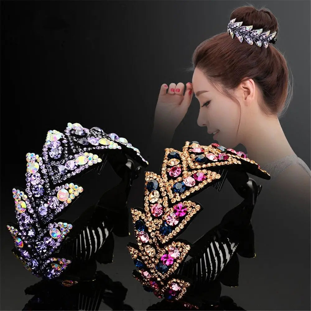 Rhinestone Flower Hair Claw Clip | Crystal Bun Maker Hairpin Crystal Hair Claw Clip QXL