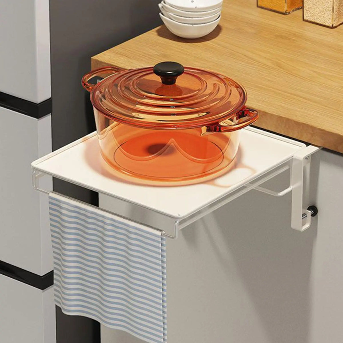 Foldable Cabinet Door Shelf & Towel Rack | Kitchen Space Saver Foldable Cabinet Shelf QXL