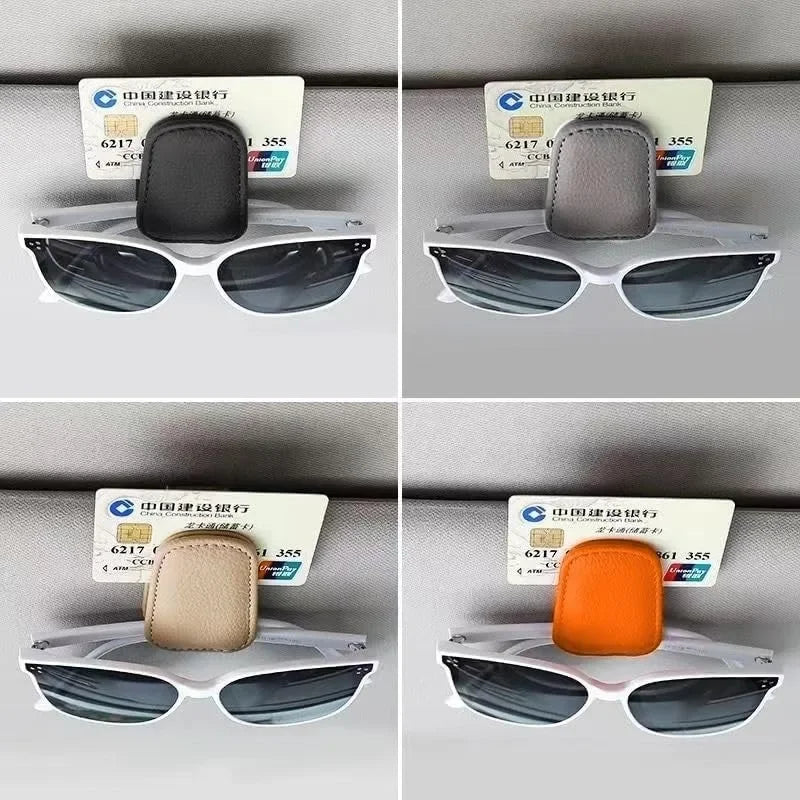 Magnetic Leather Car Visor Sunglasses Holder Clip – Black Car Visor Glasses Clip QXL