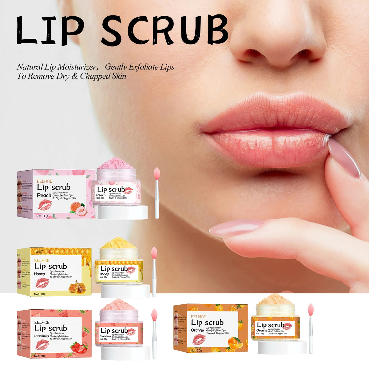 Eelhoe Fruit Lip Scrub – Exfoliating & Moisturizing | 30g Lip Scrub QXL