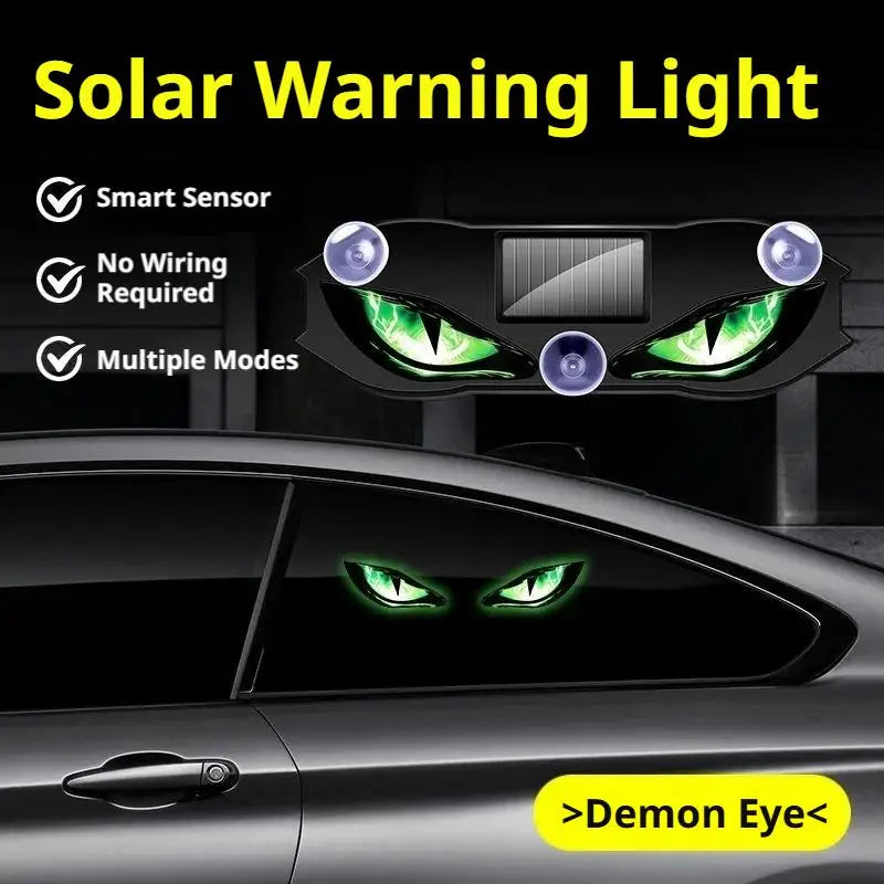 Solar LED Demon Eye Warning Light | Vibration-Activated Car Solar Car Warning Light QXL