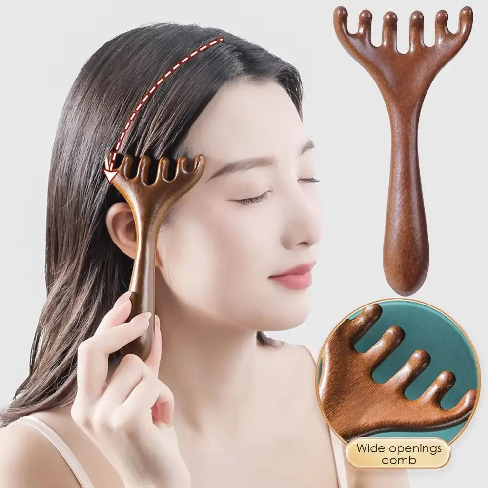 6-Claw Meridian Massage Comb | Wide Tooth Gua Sha Head Massager Meridian Massage Comb QXL