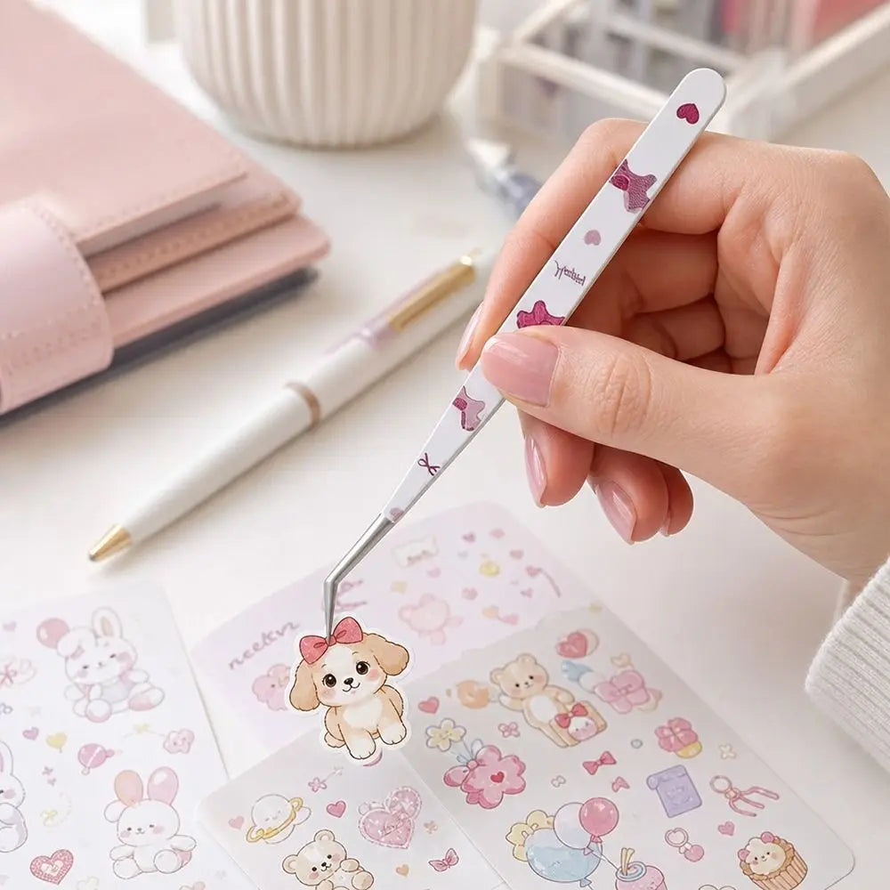 Cartoon Lash Extension Tweezers | Anti-Static Curved Steel Lash Extension Tweezers QXL