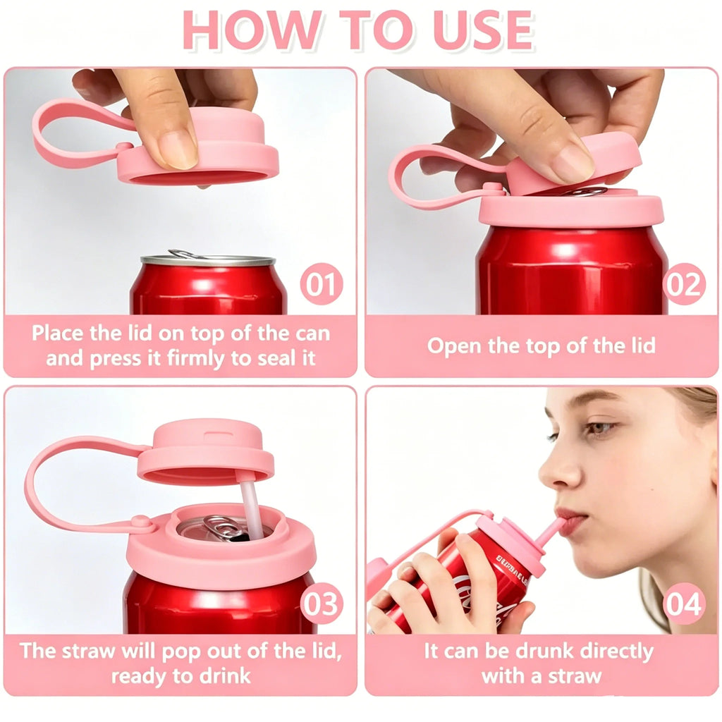 Silicone Soda Can Cover with Straw Hole | Reusable Lid Beverage Can Lid QXL