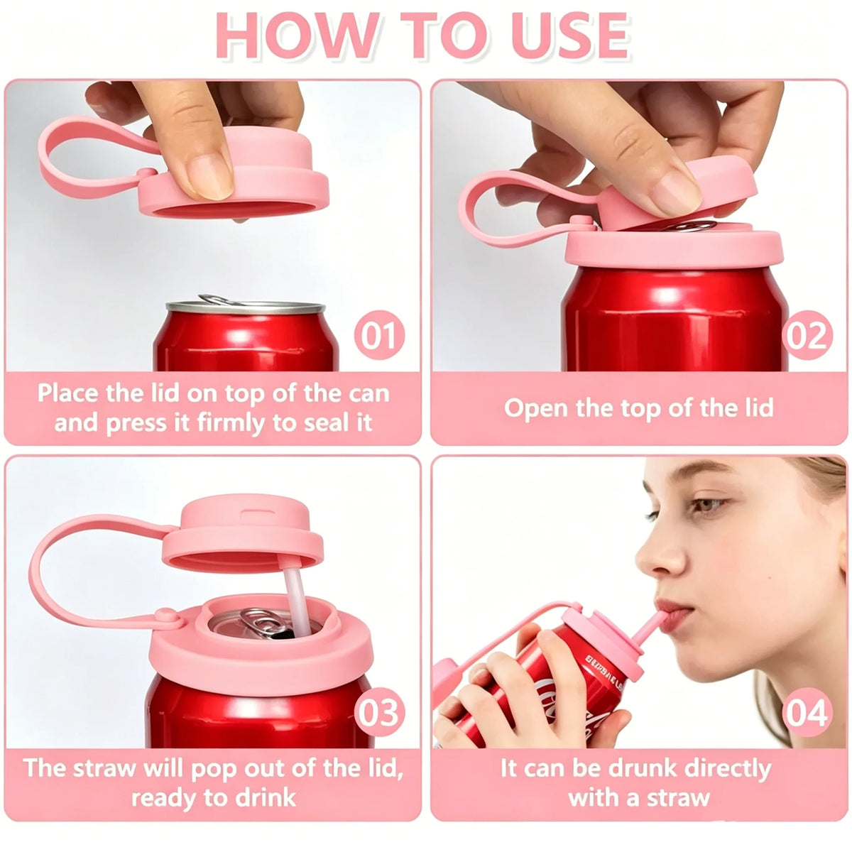 Silicone Soda Can Cover with Straw Hole | Reusable Lid Beverage Can Lid QXL