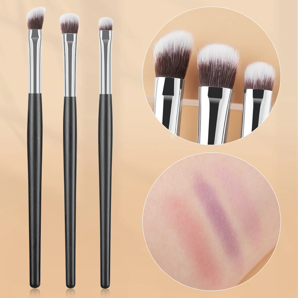 3-Piece Eyeshadow Brush Set | Soft Two-Tone Blending Brushes Eyeshadow Brush Set QXL black