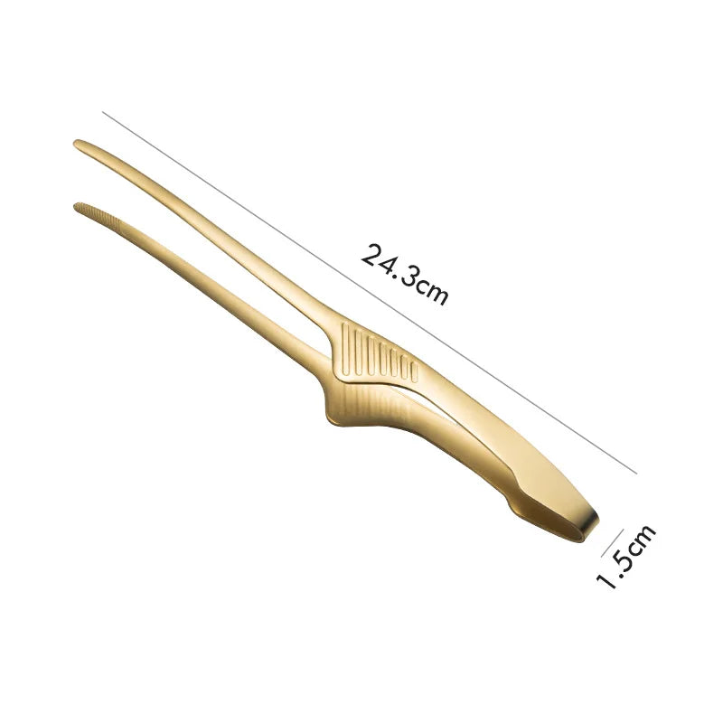 Stainless Steel Food Tongs | BBQ, Kitchen & Picnic Clip Kitchen Tongs QXL Gold