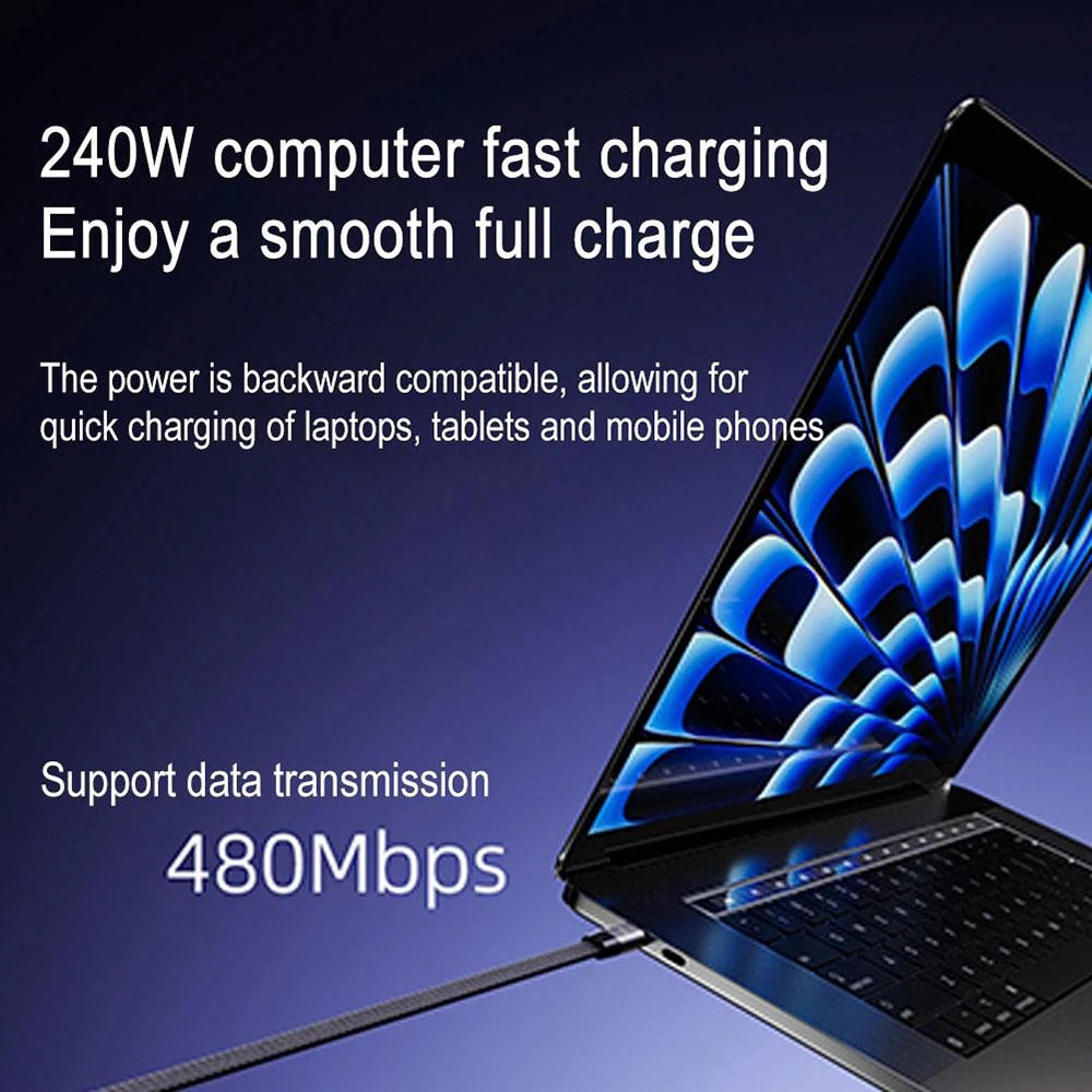 2-in-1 240W USB-C Fast Charging Cable & Foldable Phone Stand USB-C Charging Cable QXL