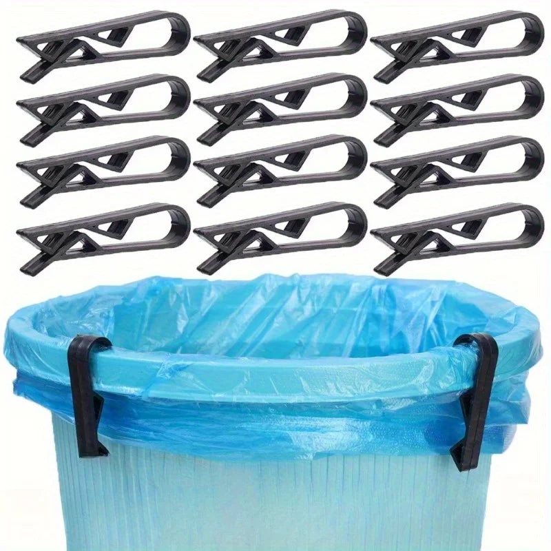 12-Pack Anti-Slip Trash Can Bag Clips | Bucket Edge Clamps Trash Can Clips QXL 12pcs