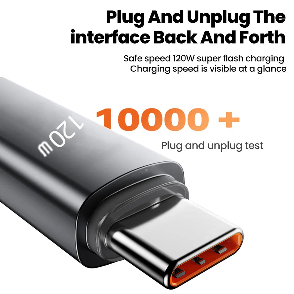 120W Retractable USB-C Fast Charging Cable | Spring Telescopic USB Charging Cable QXL