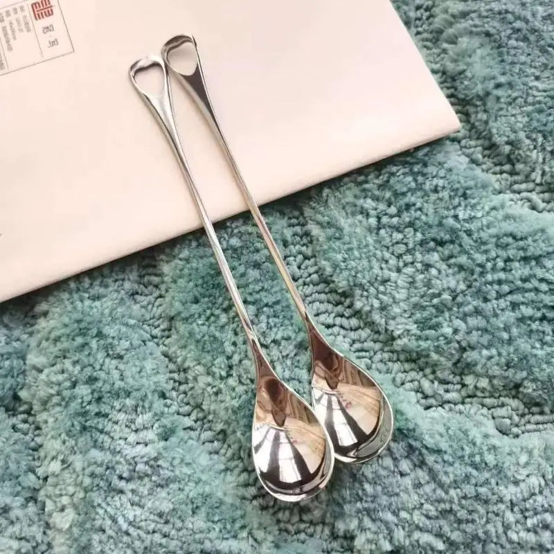 2-Pack Stainless Steel Long Handle Coffee & Dessert Spoons Long Handle Spoon QXL