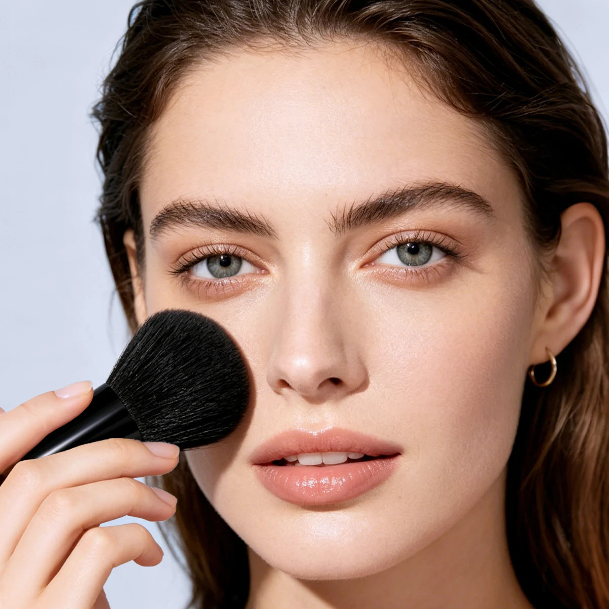 KOSSHOW 2-Pc Powder Brush & Puff Set – Blush & Bronzer Makeup Brush Set QXL