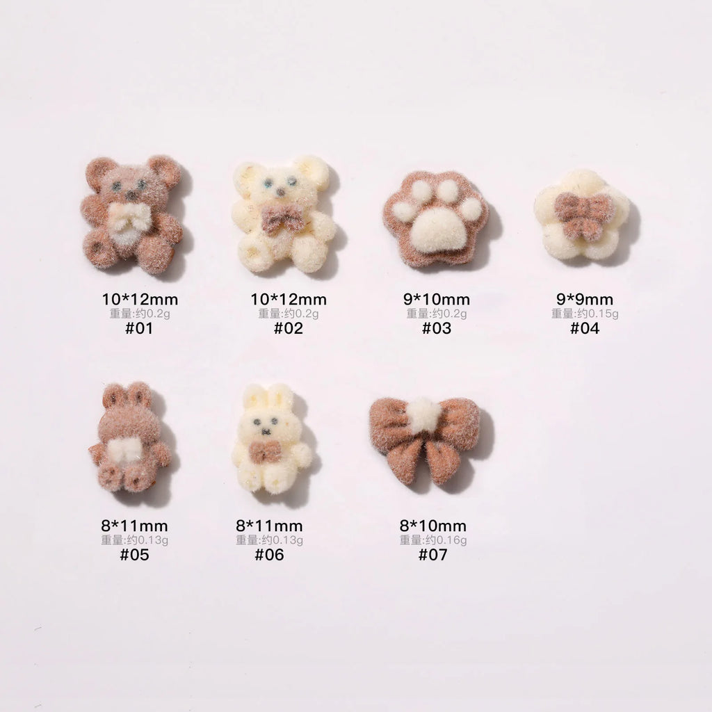 10-Pack 3D Kawaii Bear & Rabbit Nail Art Charms | DIY Manicure Nail Art Charms QXL