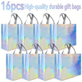 Iridescent Gift Bags Bulk 8/16 Pcs | Glossy Reusable Goodie Bags Gift Bags QXL 16PCs 27x32x10cm