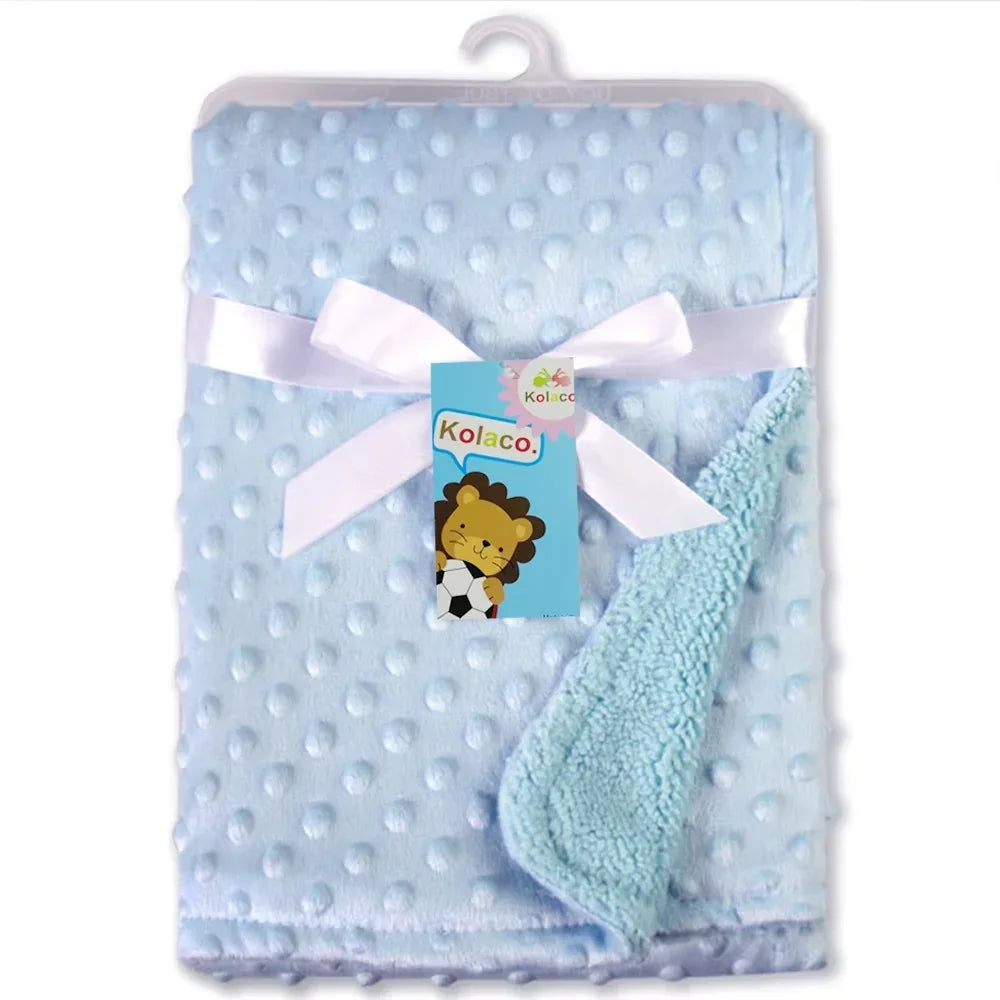 Newborn Swaddle Wrap & Blanket Set | Soft Cotton Fleece Baby Swaddle Blanket QXL B365-blue