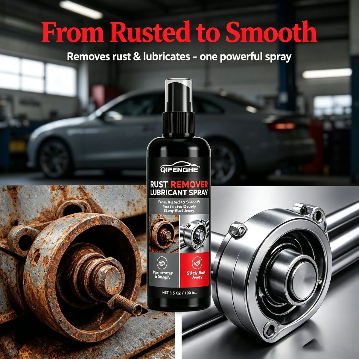 QIFENGHE 100ml Rust Remover Lubricant Spray | Metal & Car Rust Remover Spray QXL Default Title