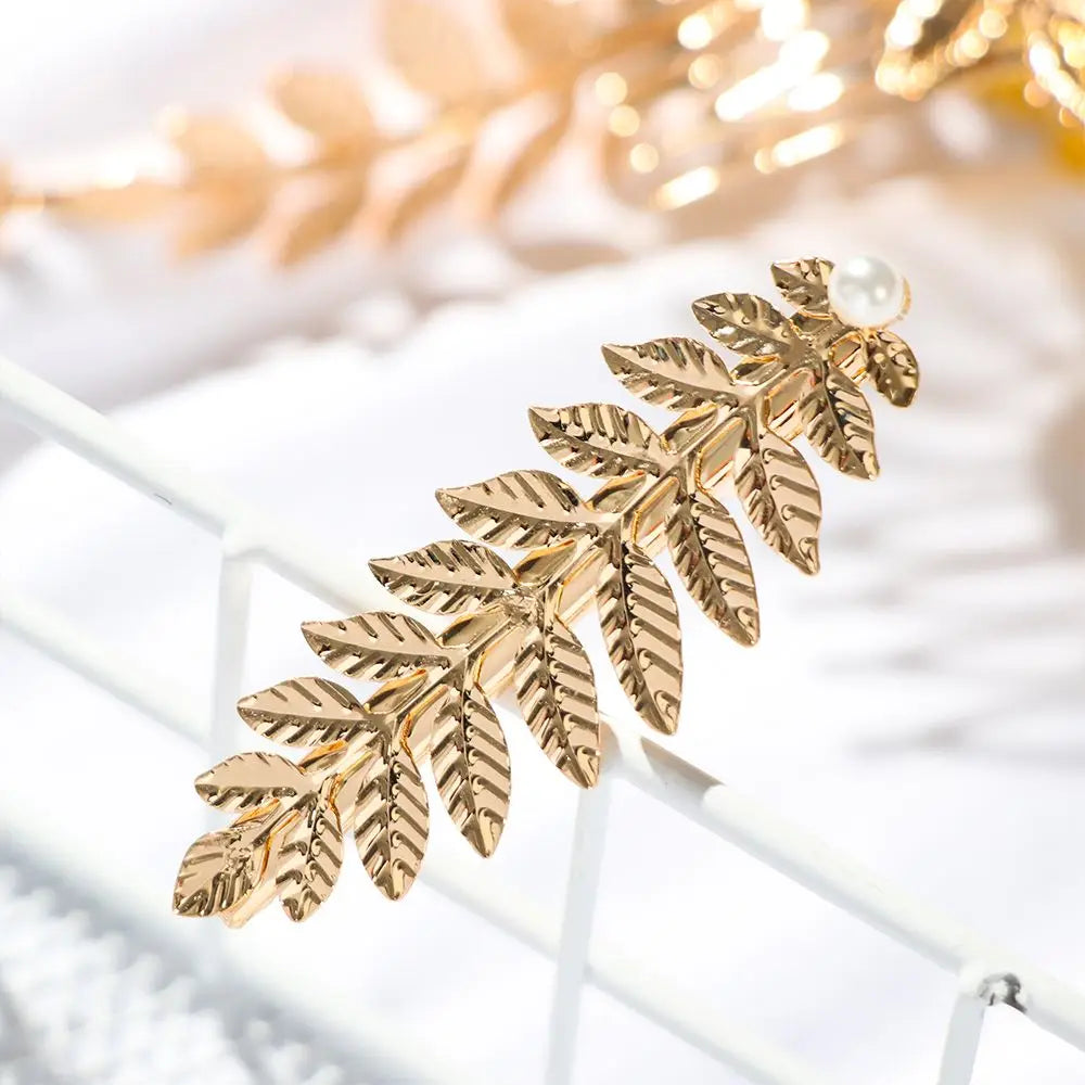 Golden Leaf Bridal Hair Crown & Headband | Wedding Hair Jewelry Bridal Hair Crown QXL