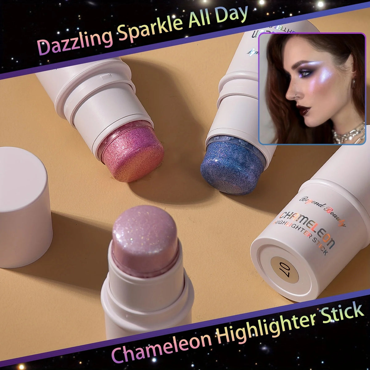 BEYONDBEAUTY Holographic Glitter Highlighter Stick | Face & Body Glitter Highlighter Stick QXL