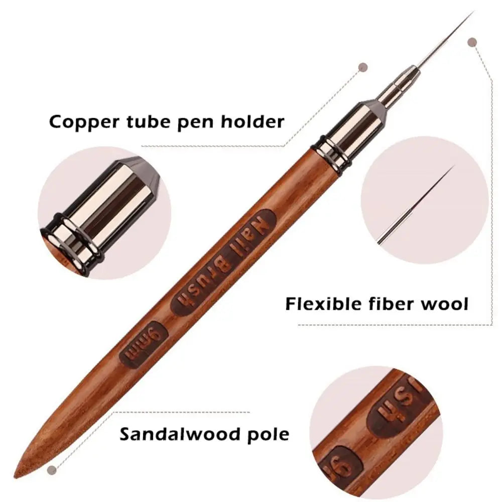Sandalwood Nail Liner Brush | Fine Nail Art Detail 6–18mm Nail Art Liner Brush QXL