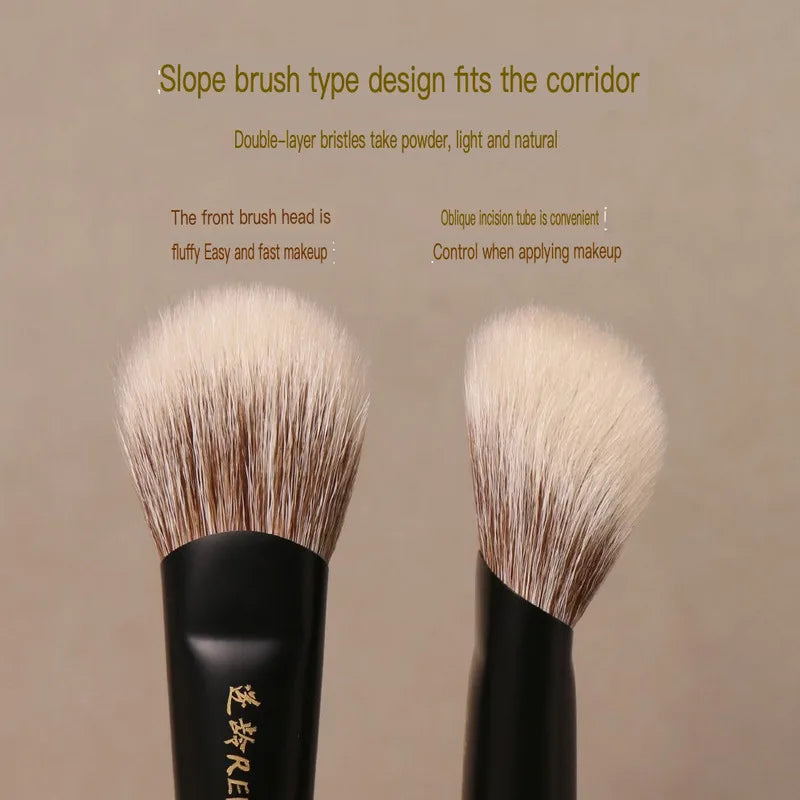 Sandalwood Angled Contour Brush | Goat Hair Blush & Bronzer Contour Makeup Brush QXL