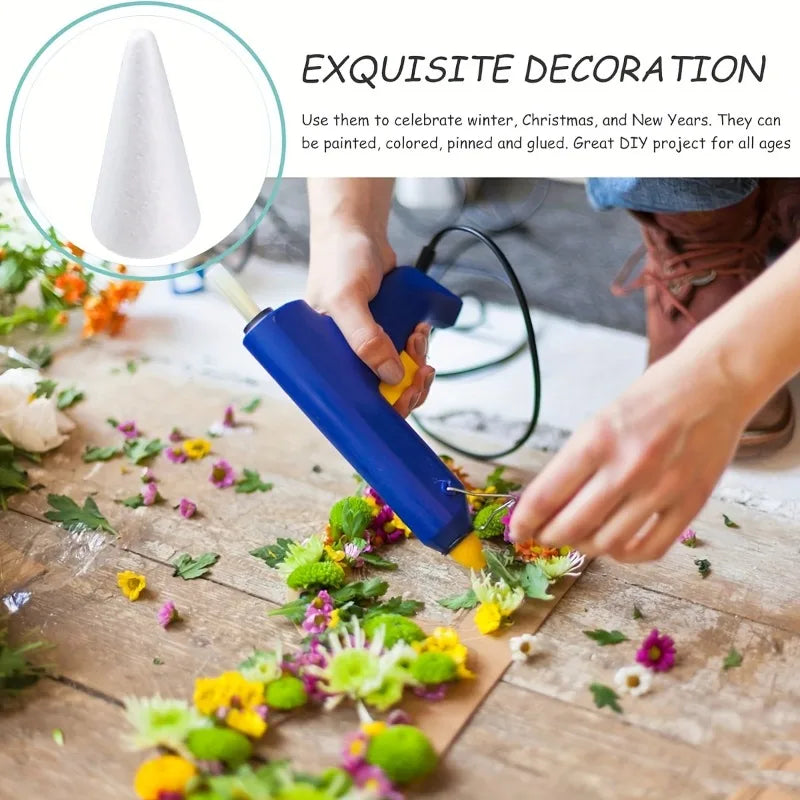 White Foam Cones for Christmas, Wedding & DIY Craft Projects Foam Craft Cones QXL