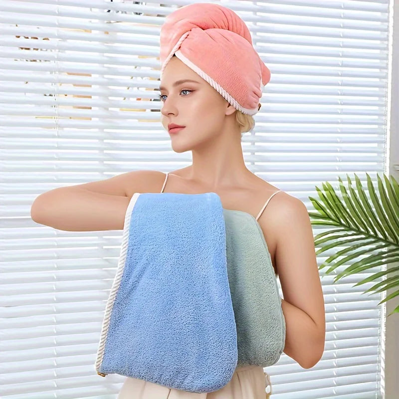 Double-Layer Microfiber Hair Drying Cap | Quick-Dry Towel Hair Drying Cap QXL