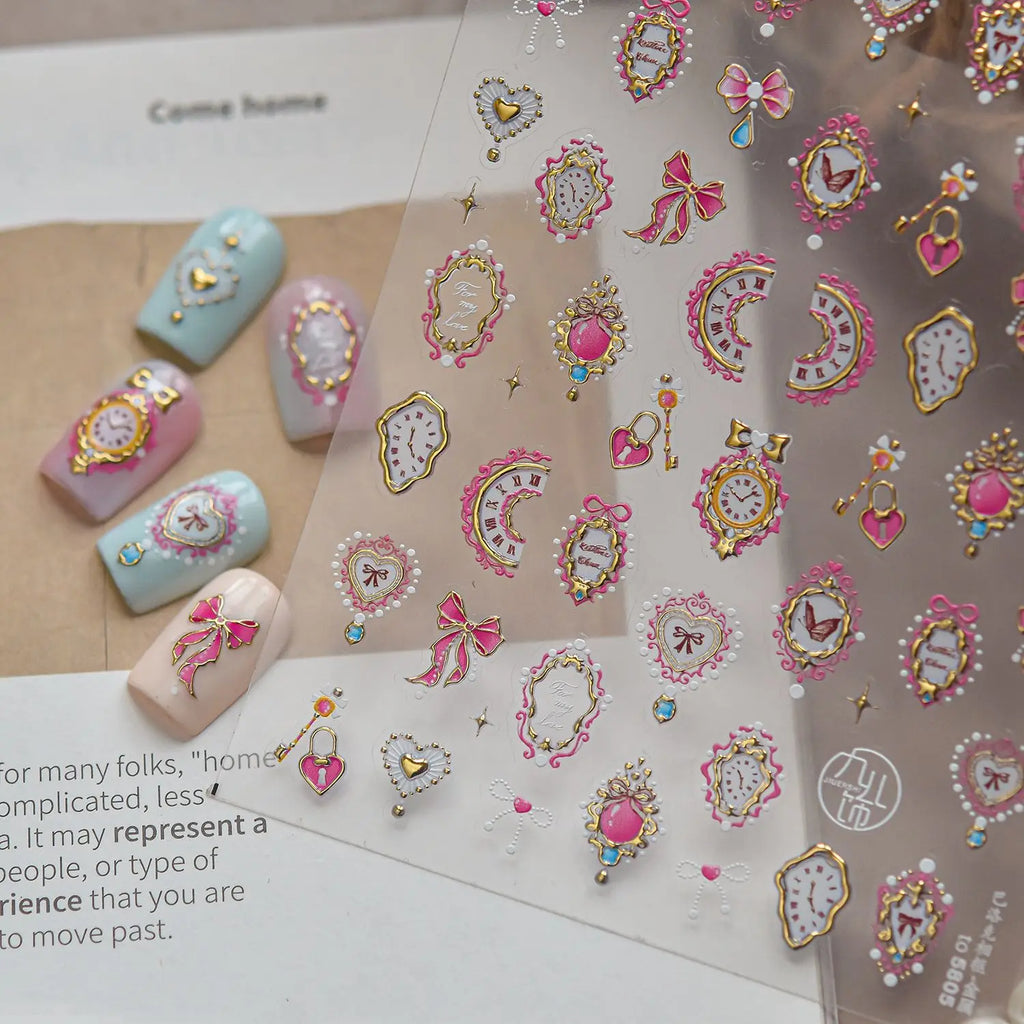 5D Lolita Retro Nail Art Stickers – Butterfly, Bow & Moon Decals Nail Art Stickers QXL