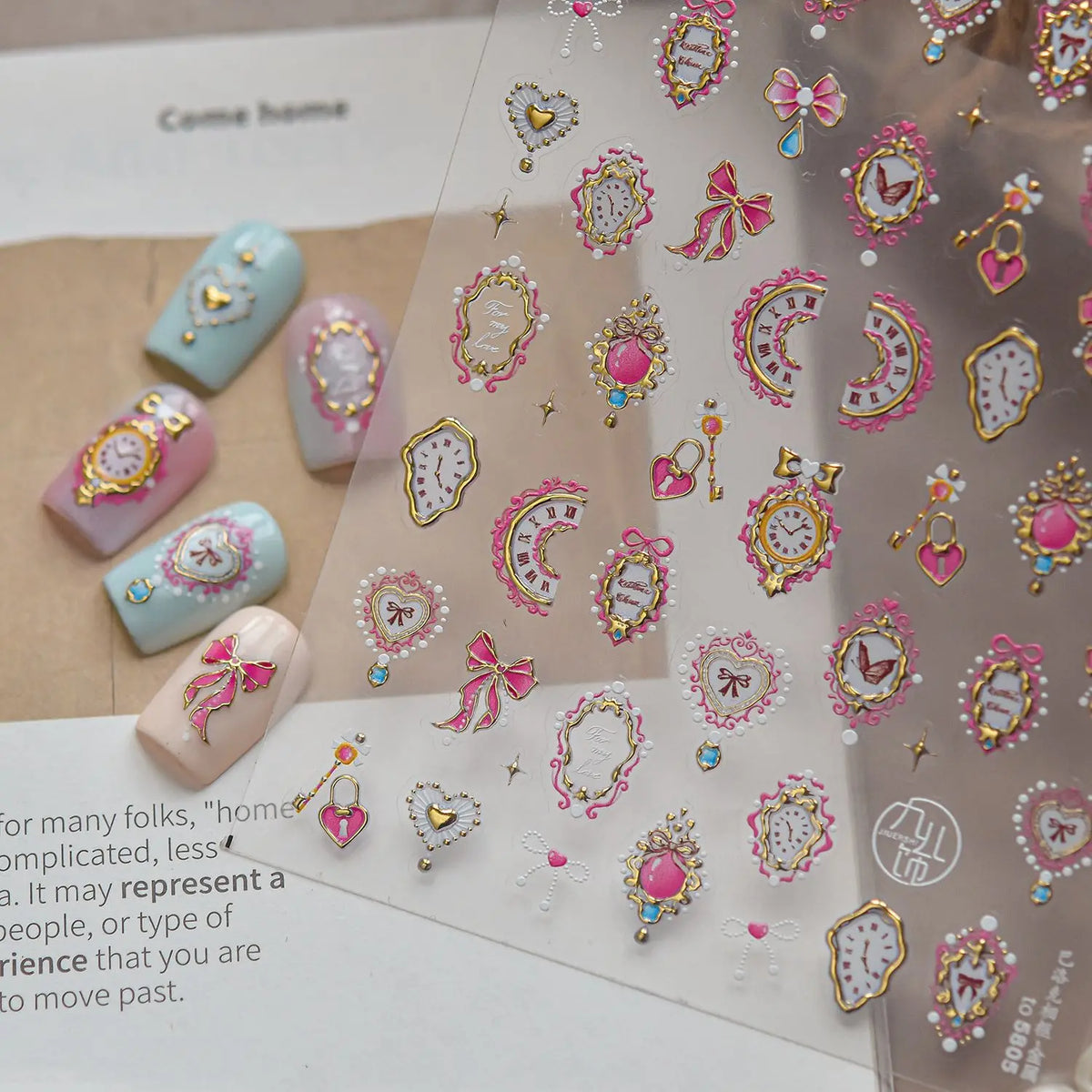 5D Lolita Retro Nail Art Stickers – Butterfly, Bow & Moon Decals Nail Art Stickers QXL