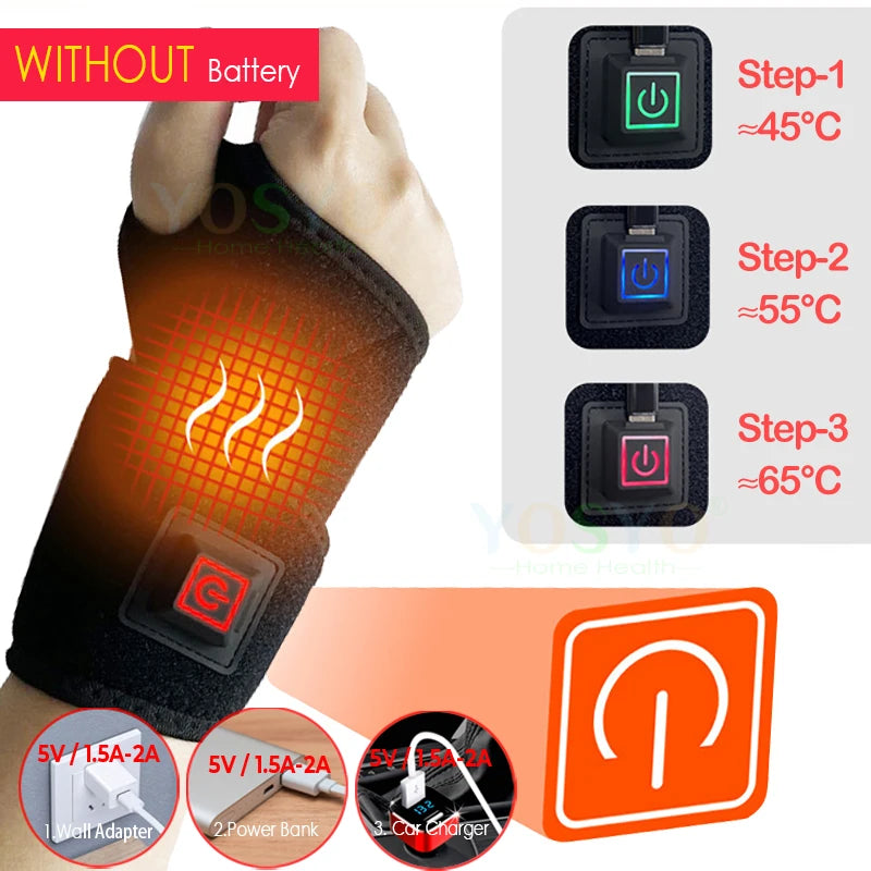 USB Heated Wrist Support Sleeve | Warming Breathable Brace Heated Wrist Brace QXL
