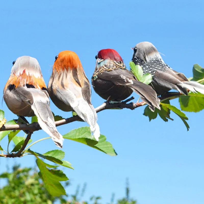 4-Pack Artificial Sparrow Clip Birds | Garden & Tree Decor Garden Bird Ornament QXL 4Pcs Random