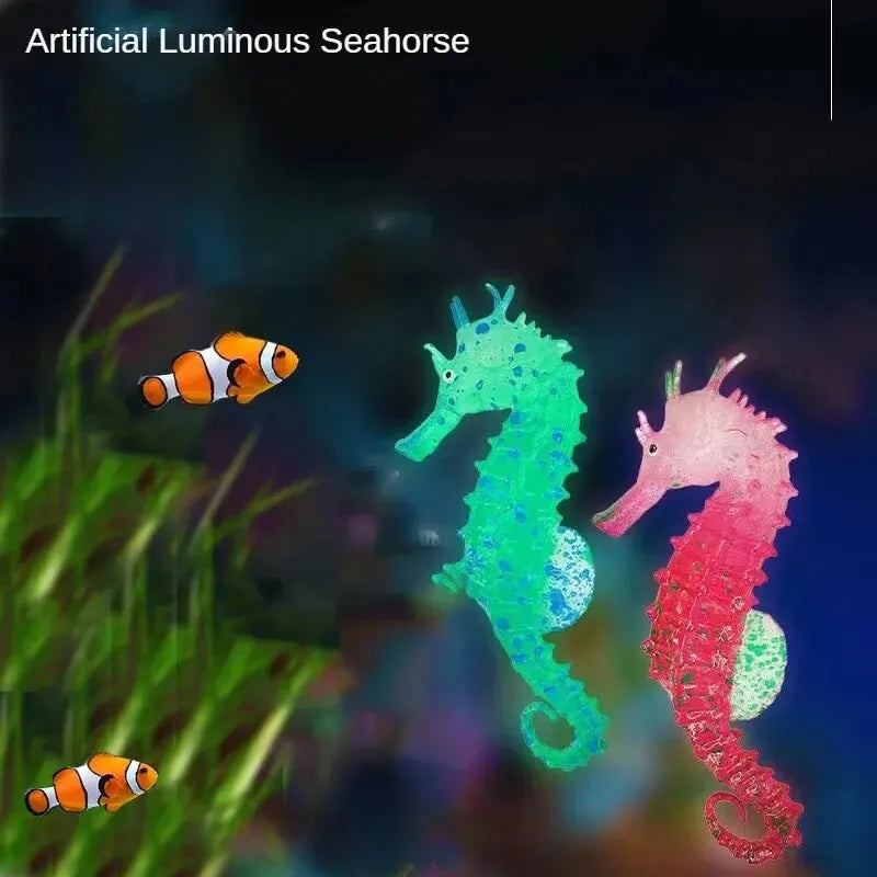 Glow in the Dark Silicone Seahorse Aquarium Decoration Aquarium Ornament QXL