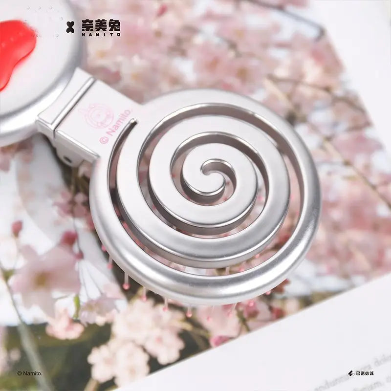 Heart-Shaped Folding Comb with Mirror & Air Cushion | Mini Folding Hair Comb QXL