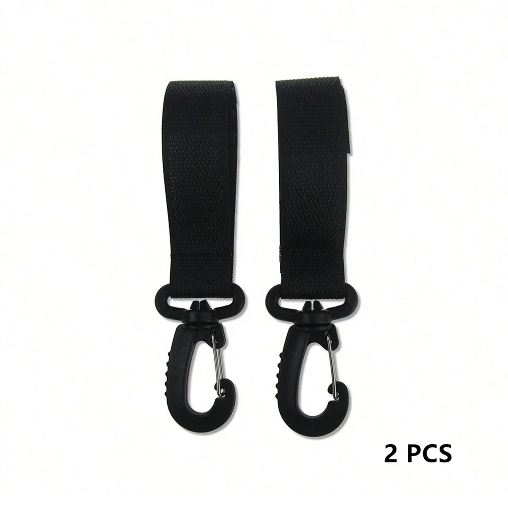 2-Pack 360° Rotating Stroller Hooks | PU Leather Pram Bag Hanger Stroller Hook Set QXL B150-black-2PCS