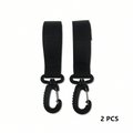 2-Pack 360° Rotating Stroller Hooks | PU Leather Pram Bag Hanger Stroller Hook Set QXL B150-black-2PCS