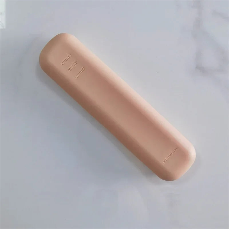 Silicone Travel Makeup Brush Holder & Waterproof Cosmetic Bag Makeup Brush Holder QXL Khaki CN