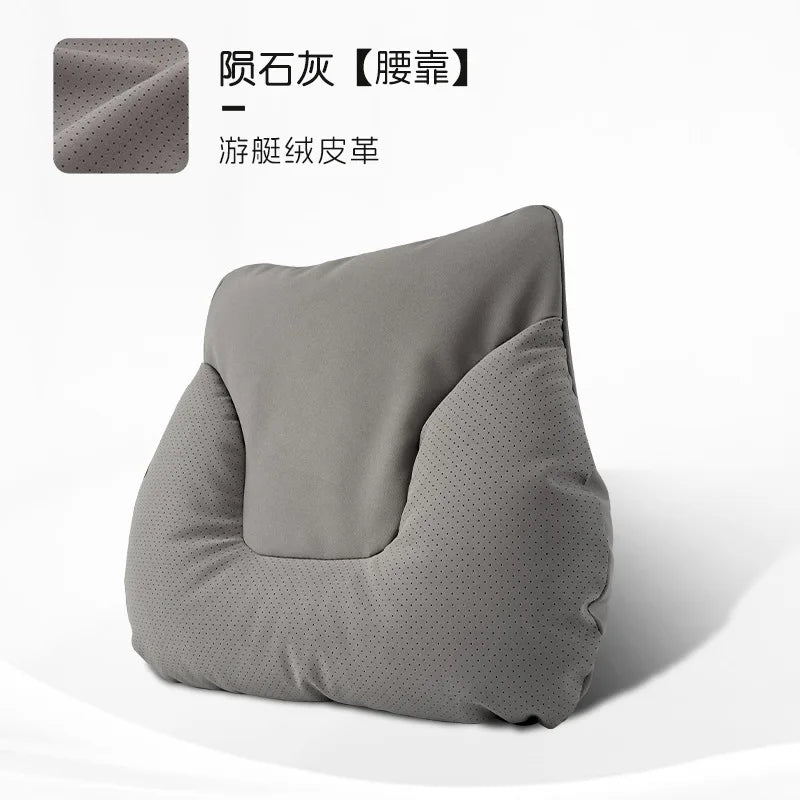 Suede Car Neck Pillow & Lumbar Support Cushion Set Car Support Cushion Set QXL J