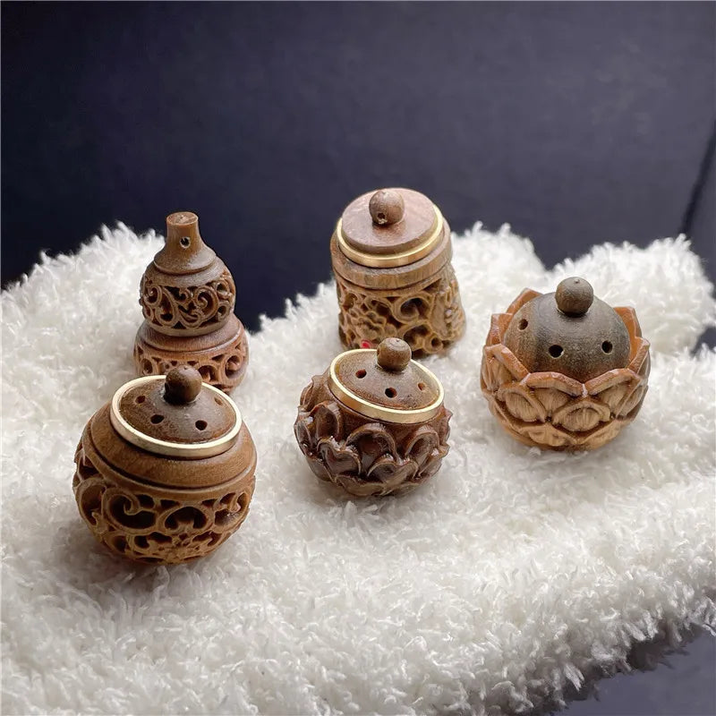 Sandalwood Acorn Pomander Pendant | Wood Fragrance Diffuser Jar Wood Pomander Pendant QXL