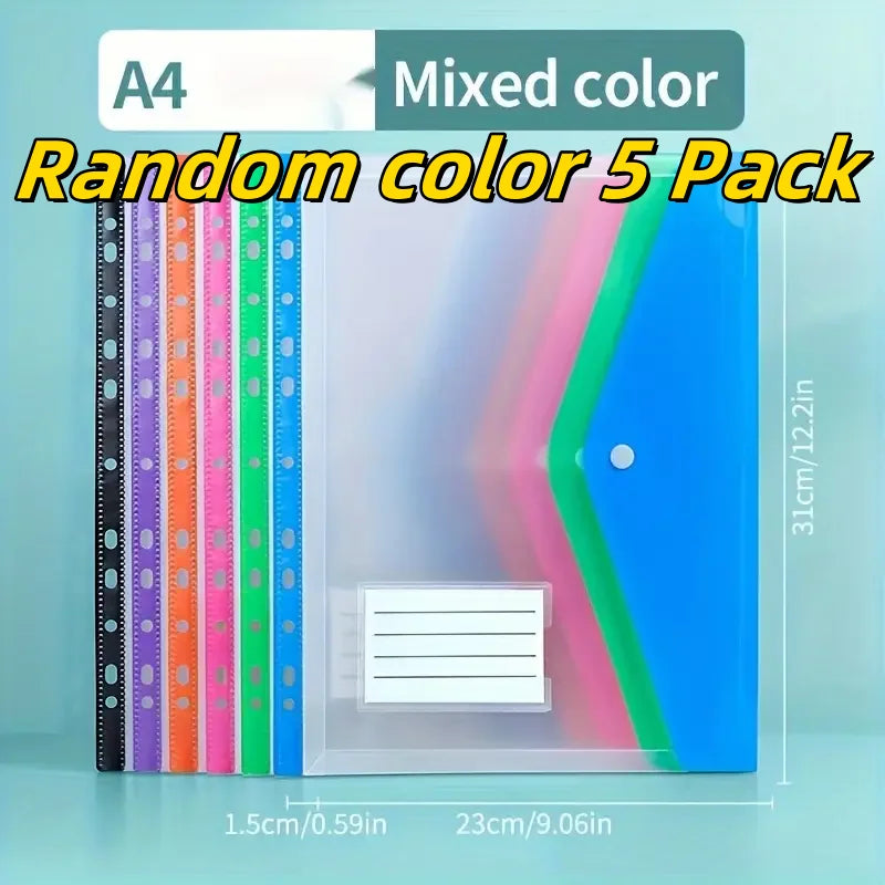 5-Pack A4 File Folders | 11-Ring Binder PP Organizer Set File Folder Set QXL Random color 5 Pack