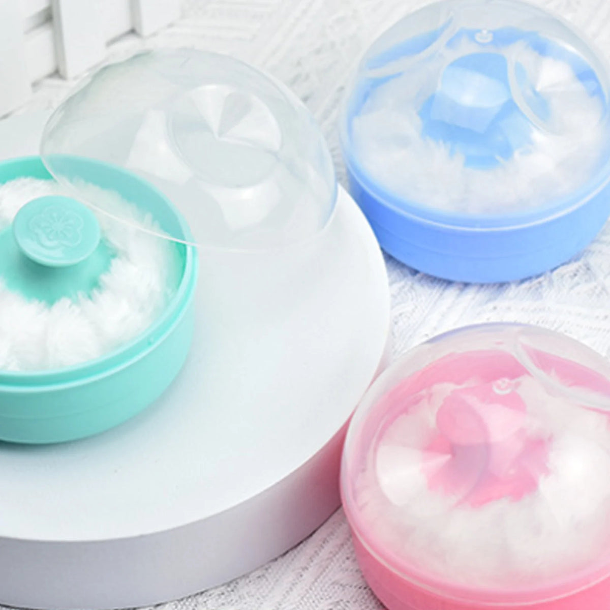 Baby Powder Puff & Storage Case | Portable Talcum Box Set Baby Powder Puff Set QXL