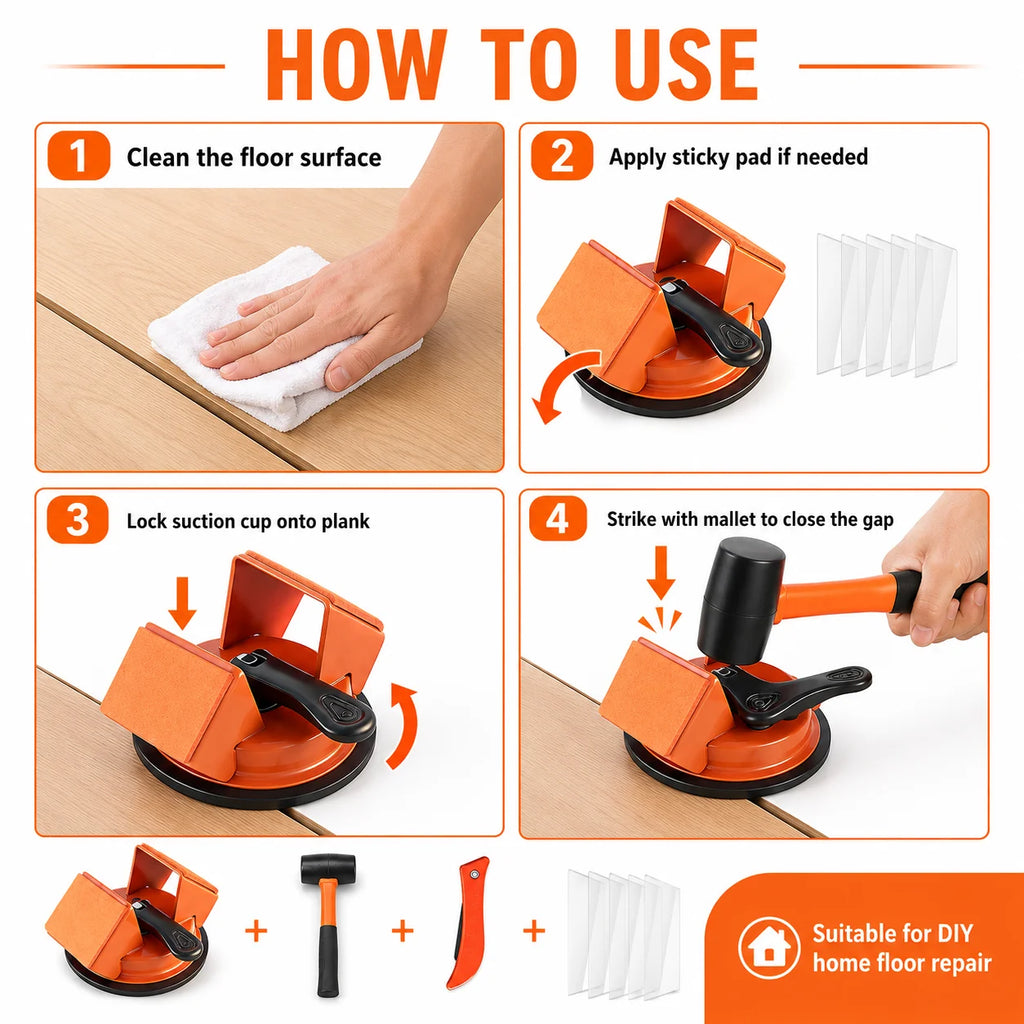 Floor Gap Fixer Tool Kit | Suction Cup Wood Floor Repair Floor Repair Tool QXL