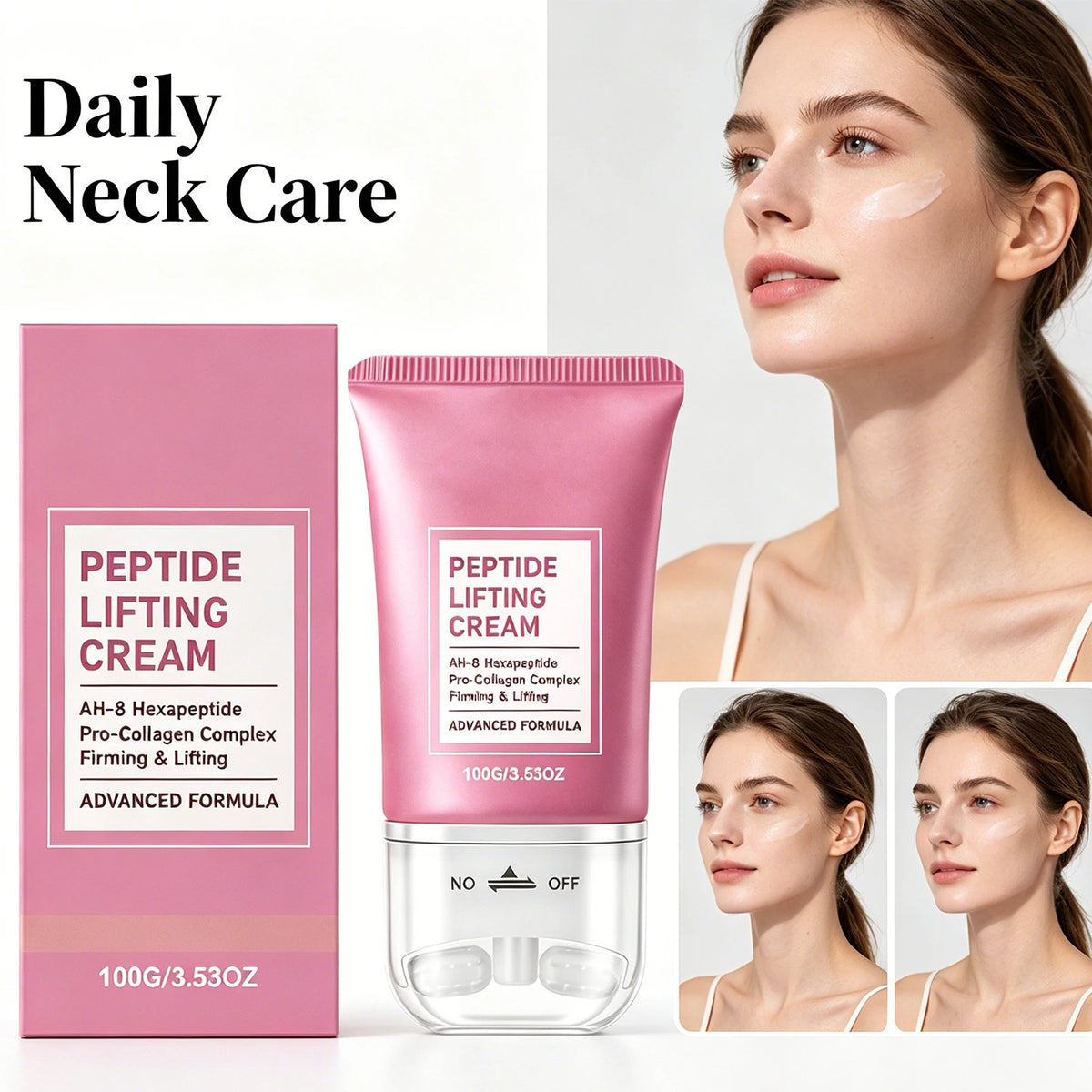 Firming Neck Cream with Roller Massager – Lifting & Brightening Neck Firming Cream QXL