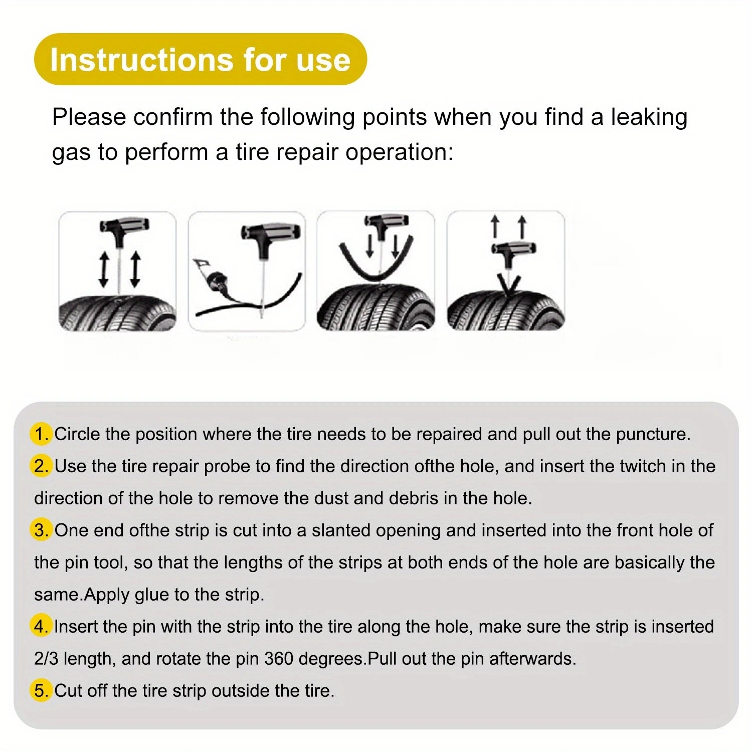 T-Handle Tubeless Tire Repair Kit | Car, Moto, Truck & SUV Tire Repair Kit QXL