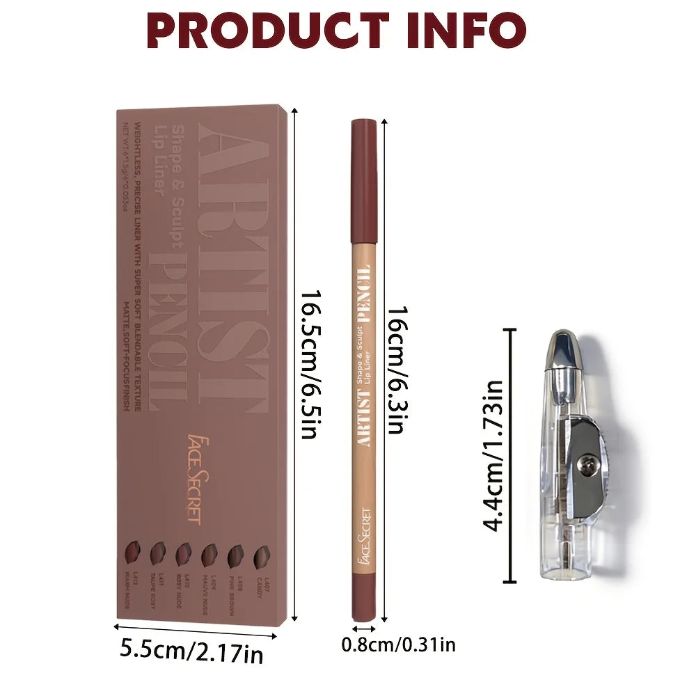 7-Piece Matte Lip Liner Set with Sharpener | Long-Lasting Matte Lip Liner Set QXL