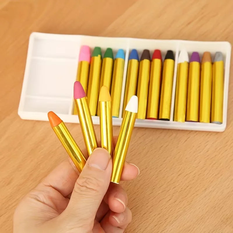 16-Color Face & Body Paint Crayons | Non-Toxic Halloween Kit Face & Body Paint QXL