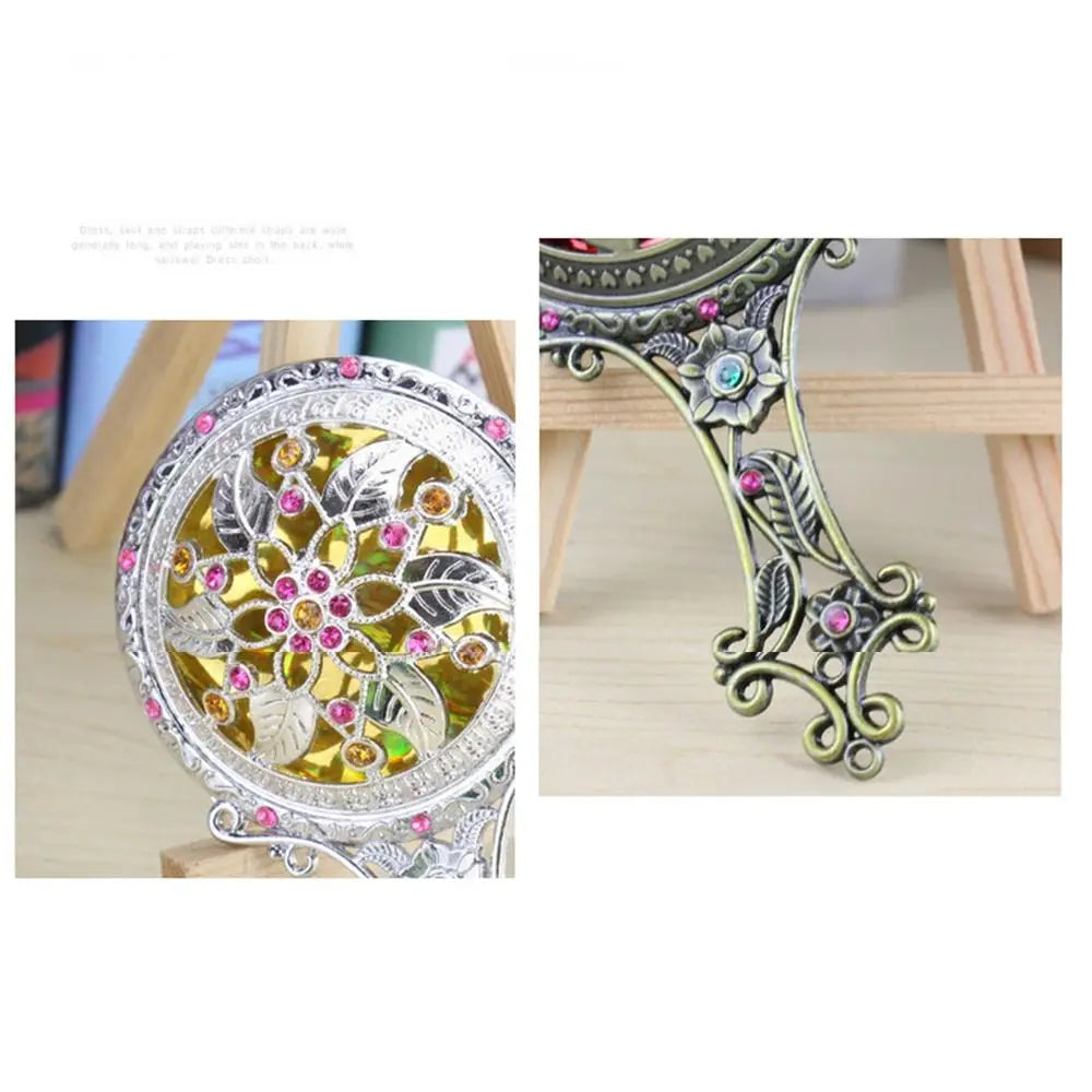 Vintage Compact Mirror & Comb Set | Retro Floral Alloy Design Compact Vanity Mirror QXL