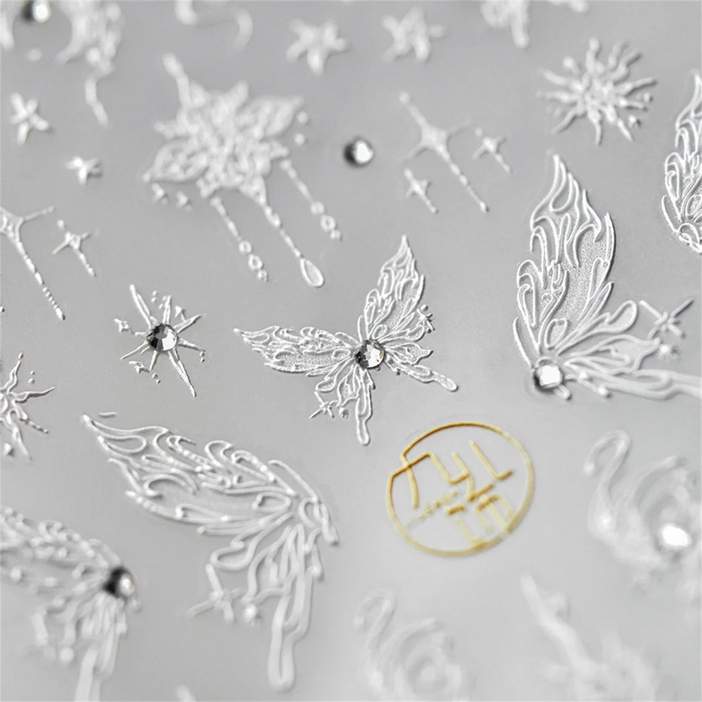 5D Glitter Hollow Butterfly Nail Art Sticker | Self-Adhesive Nail Art Sticker QXL