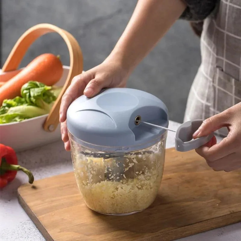 900ml Manual Garlic Chopper & Meat Mincer | Vegetable Cutter Manual Food Chopper QXL