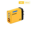 240W 5-Port USB-C Fast Charger QC 3.0 PD | EU US Plug USB-C Wall Charger QXL Yellow US