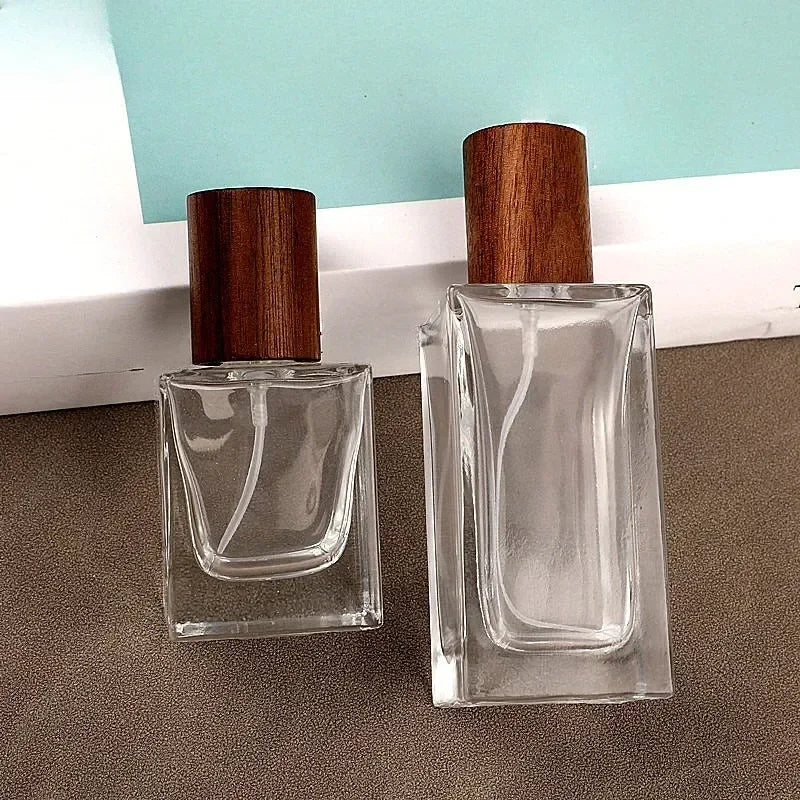 30ml & 50ml Wood Cap Refillable Glass Perfume Spray Bottle Perfume Spray Bottle QXL